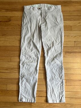 Proper Cloth Men's Large Cotton Linen Pant Beige Bergamo Stretch Twill 32x30